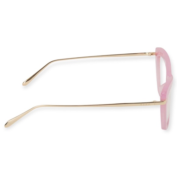 DIFF Mila Bluelight Glasses Coquille Pink & Gold Frame Blue Blocking Lenses - Picture 8 of 10